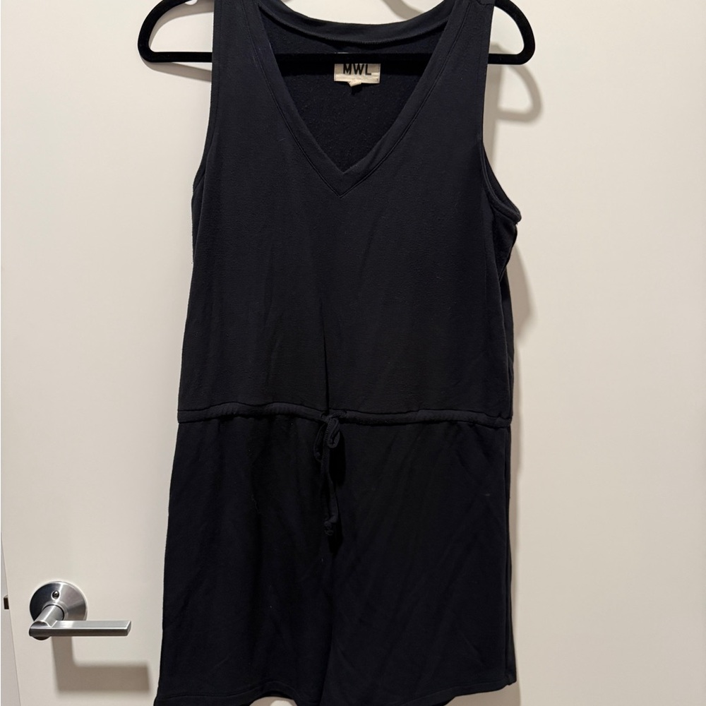 Madewell Black V-Neck Drawstring Romper